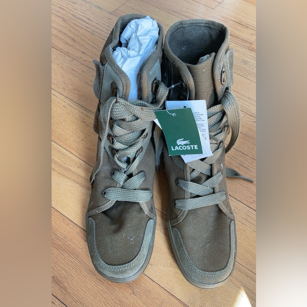 Lacoste green canvas high top sneakers - 6.5